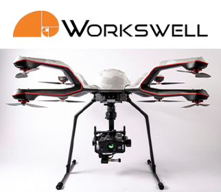 Logotipo de Workswell y dron