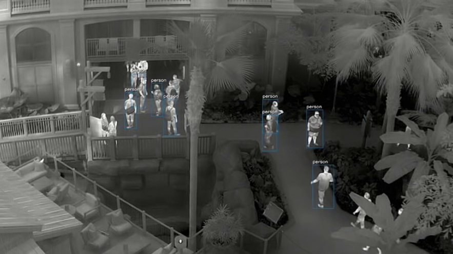 AI Annotated Thermal Image with People Outdoors
